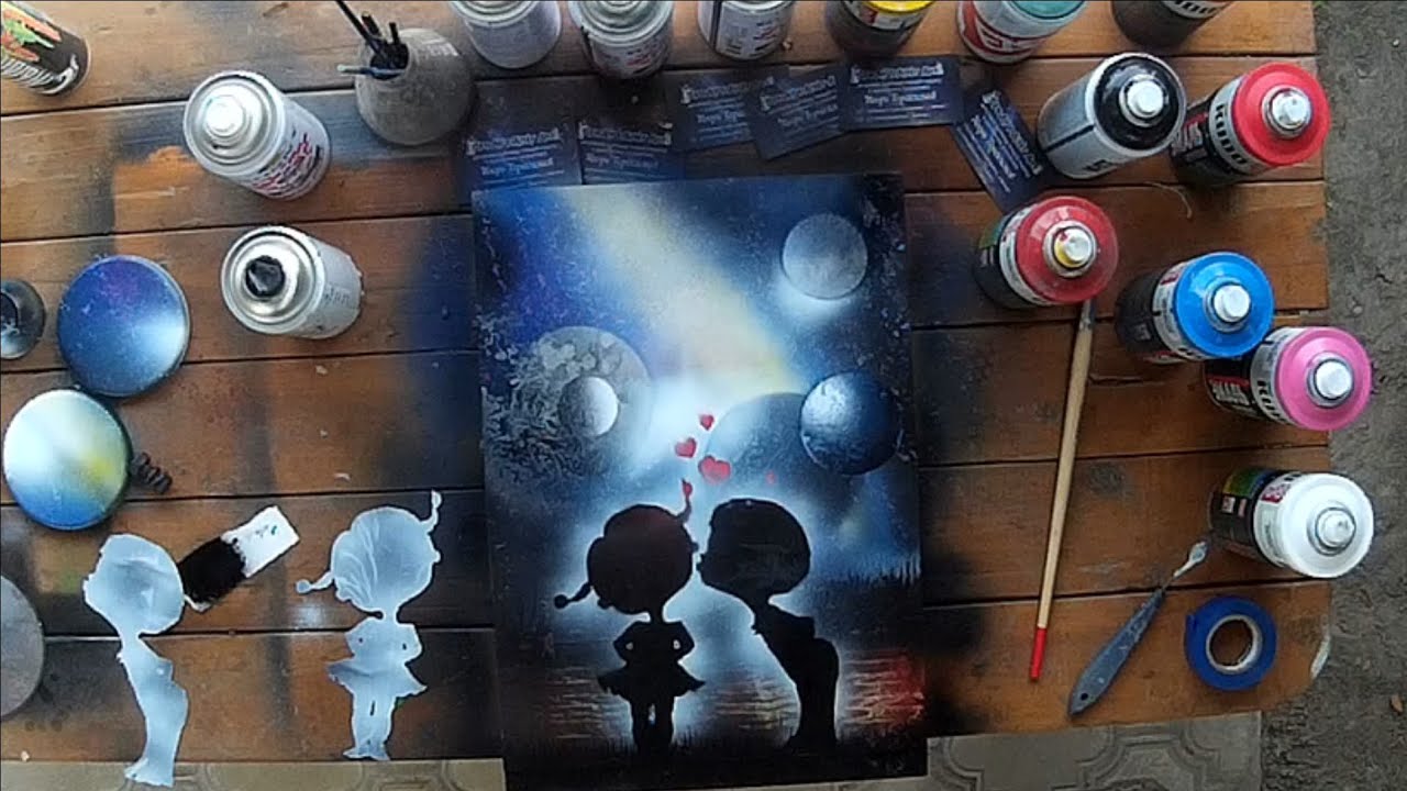 РИСОВАНИЕ КАРТИНЫ БАЛЛОНЧИКАМИ на бумаге | Мальчик с девочкой в космосе