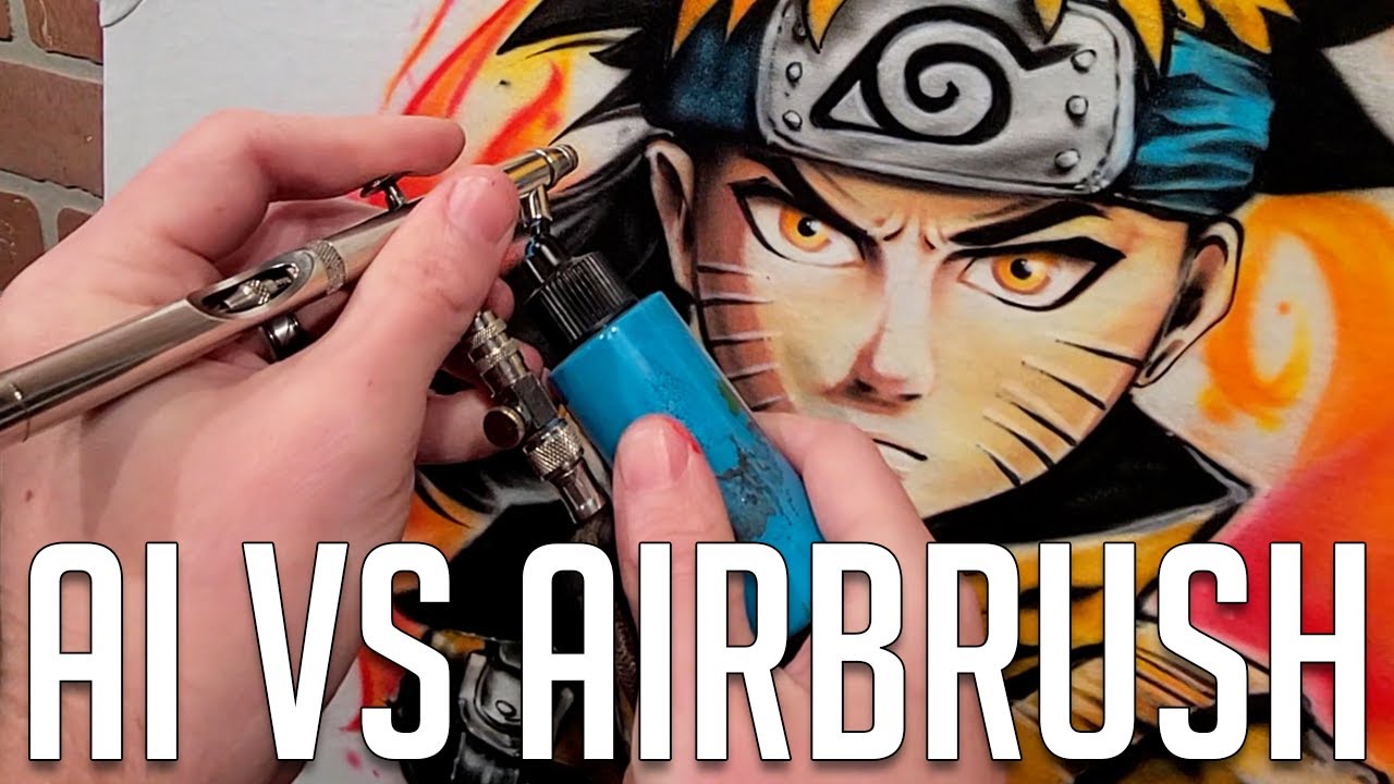AI vs Airbrush graffiti art - Painting Naruto (Full Process)