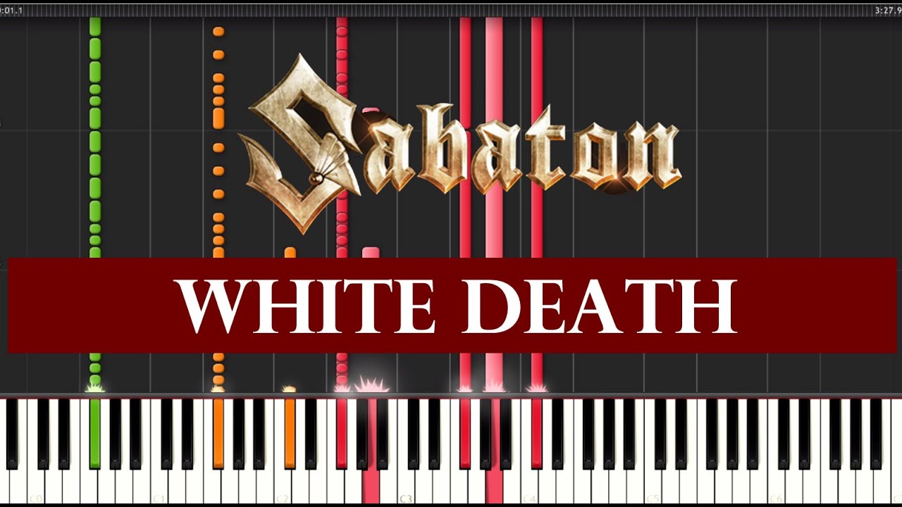 Sabaton - White Death (Piano Sheet Tutorial Synthesia Band Score Guitar Bass Drum)