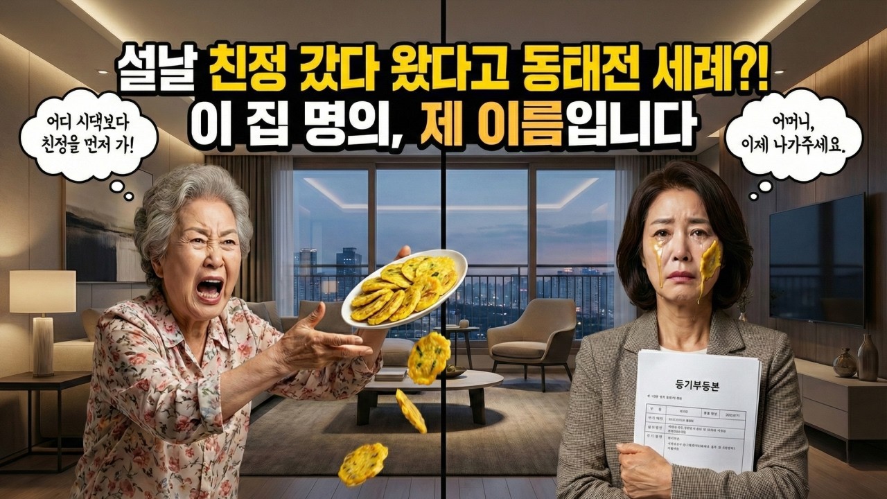 임종 직전 친정 아버지 보고 왔다고 설날 아침에 부침전으로 뺨 후려친 시어머니... 이 집 명의가 제 이름인 줄 모르셨나 봅니다.| 노후사연 | 오디오북 | 반전사연 | 감동사연|