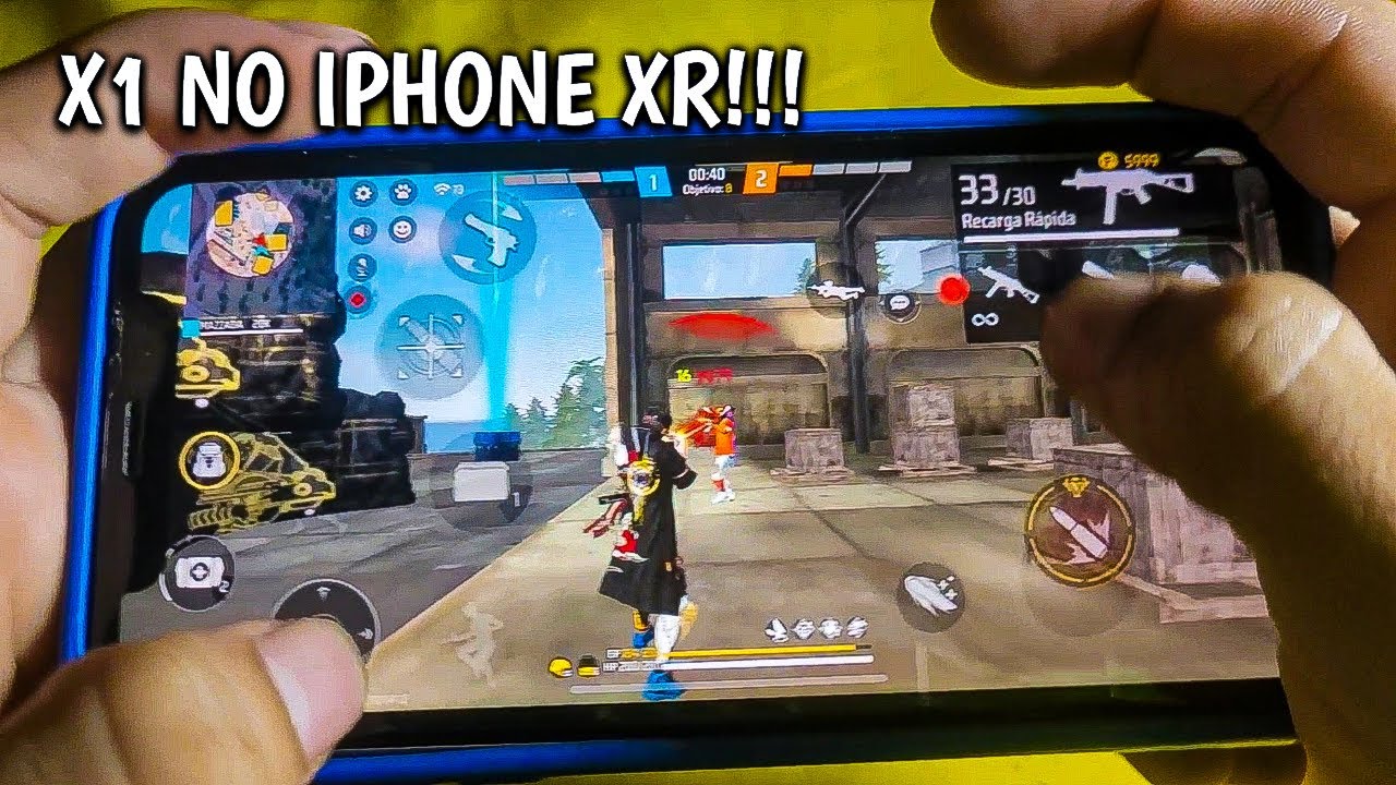 JOGANDO X1 NO IPHONE XR MOSTRANDO AS MÃOS HANDCAM FREE FIRE!!!
