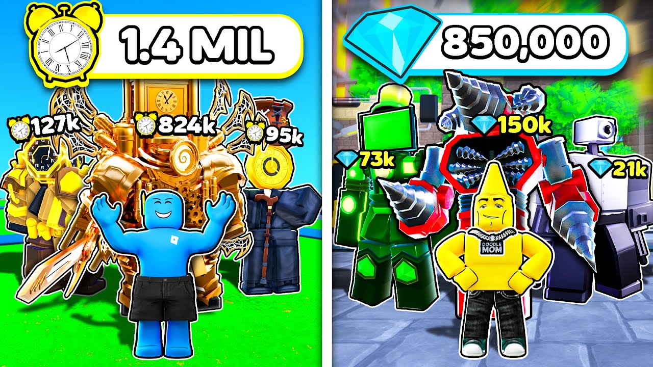 Max CLOCKS vs Max GEMS in Toilet Tower Defense!