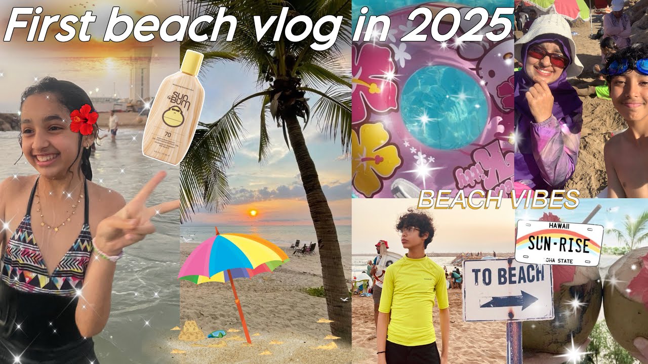Let’s go to the beach for first time🌊🏖️|اول مرة نمشيو للبحر في هاد الصيف🧜🏻🪸🐋+PICNIC AT THE SUNSET🌅👒