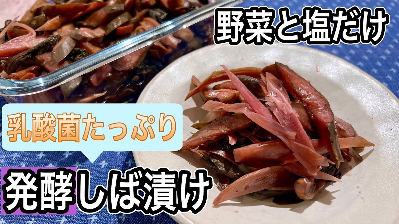 添加物や糖類なし！簡単【しば漬け】野菜と塩だけの発酵漬け物！乳酸菌たっぷりの爽やかなおいしさ！腸活に毎日食べたい健康漬け物