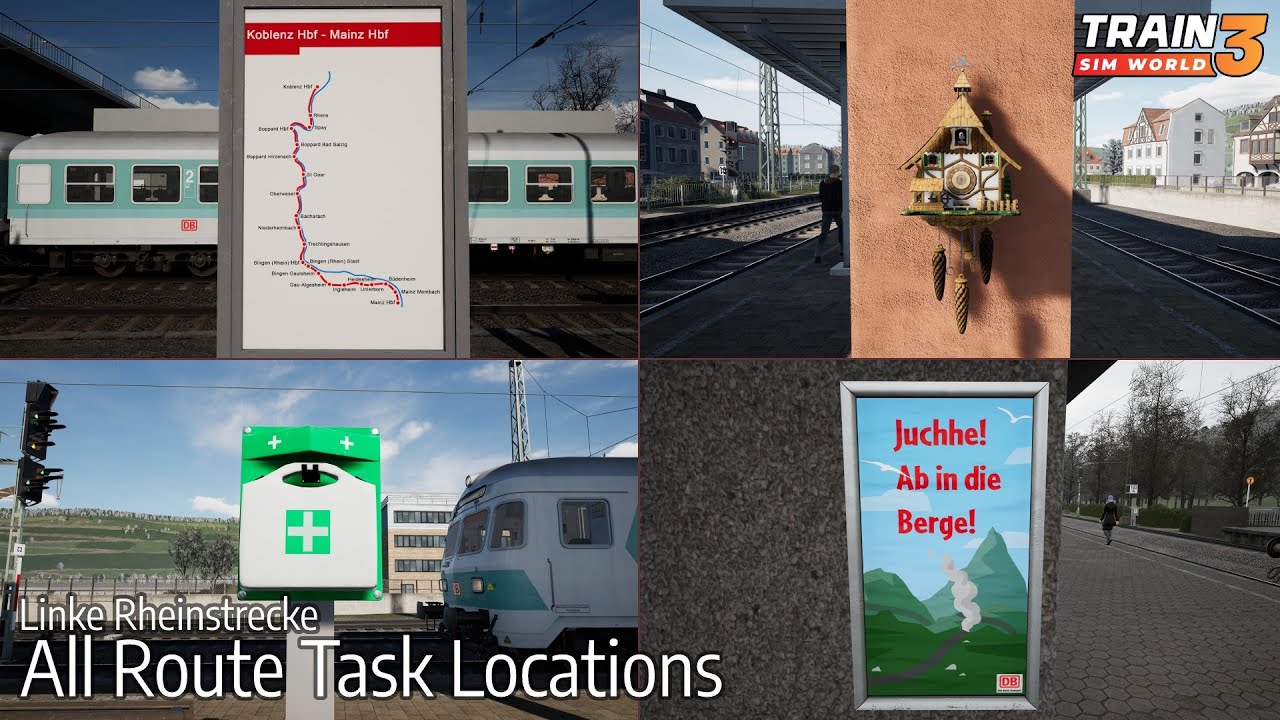 All Route Task Locations - Linke Rheinstrecke - Train Sim World 3