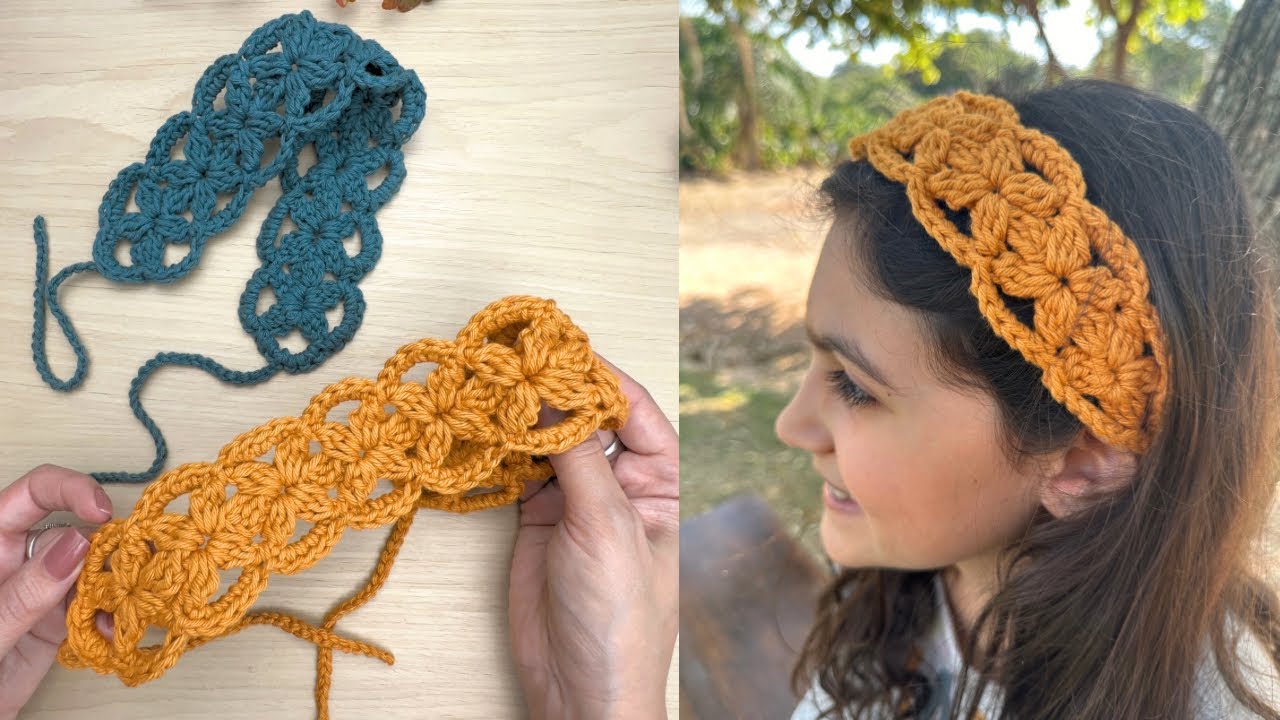 Tiara de crochê flor Giovanna, facil, rapida e economica/ Faixa de cabelo de croche/Crochet headband