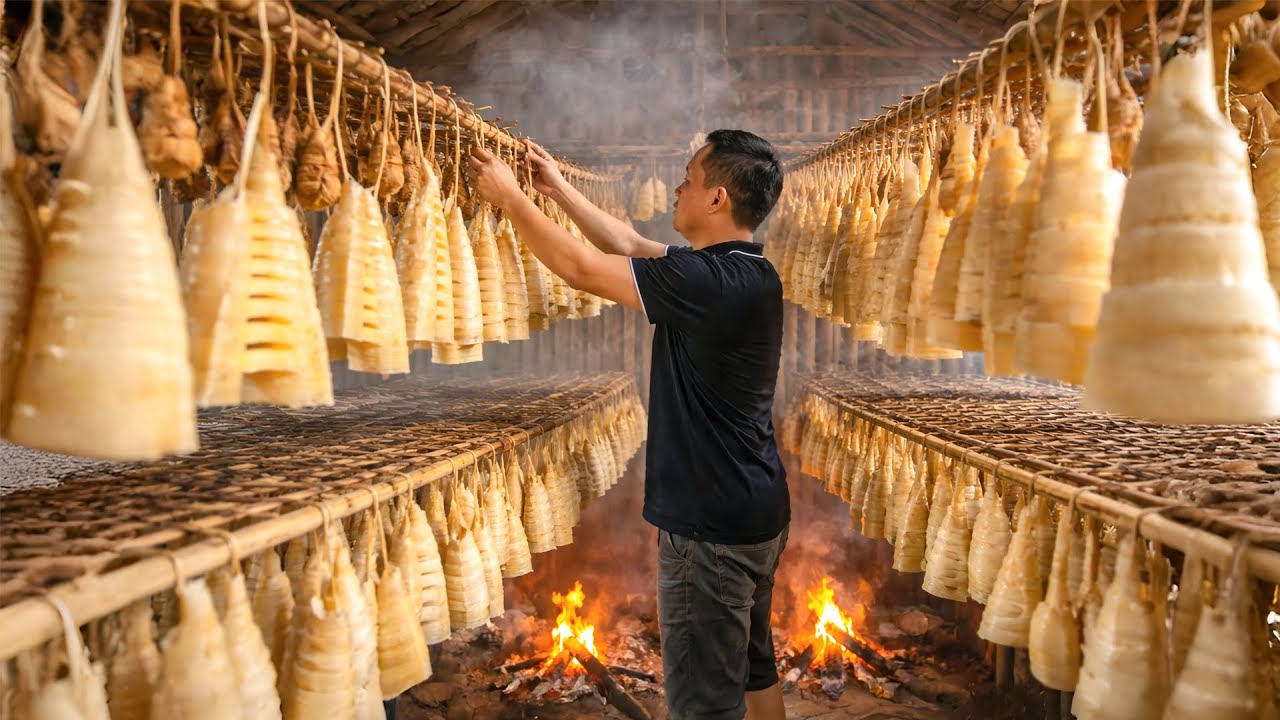 Primitive Cooking: How to Dry Bamboo Shoots for Long-term Preservation | Start to Finish