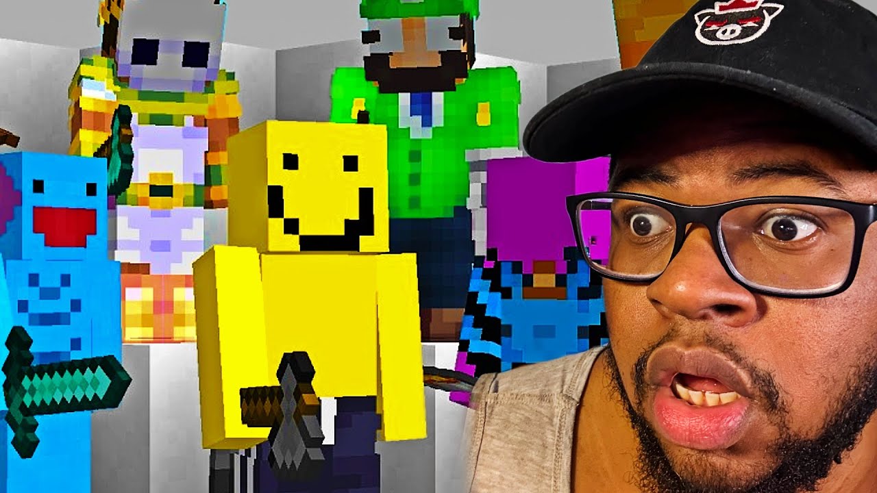WATCHING OGMOE FOR THE FIRST TIME! (8 HUNTERS MINECRAFT MANHUNT TIME)