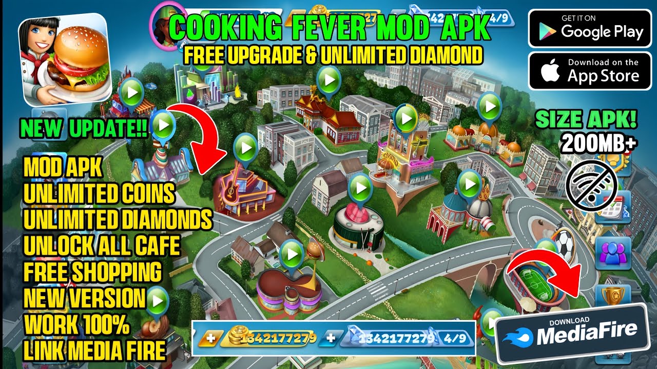 BARU‼️Cooking Fever Mod Apk V26.3.2 Terbaru 2026 - Unlimited Diamonds & Unlock Cafe