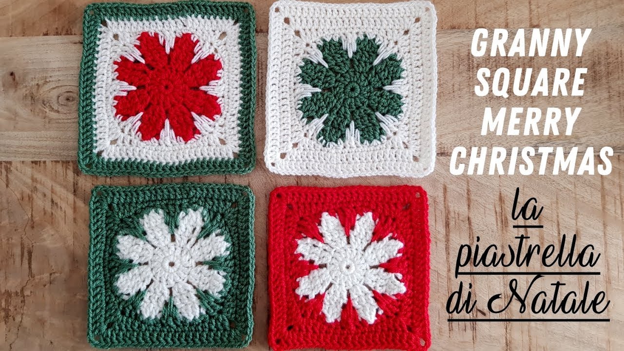 uncinetto per Natale: piastrella granny merry christmas