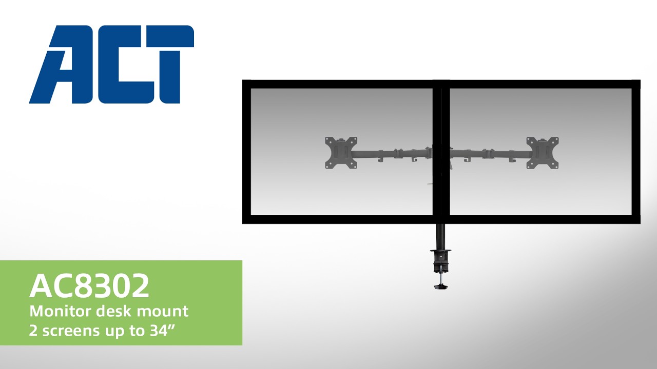 ACT AC8302 Monitor Desk Mount for 2 screens up to 32