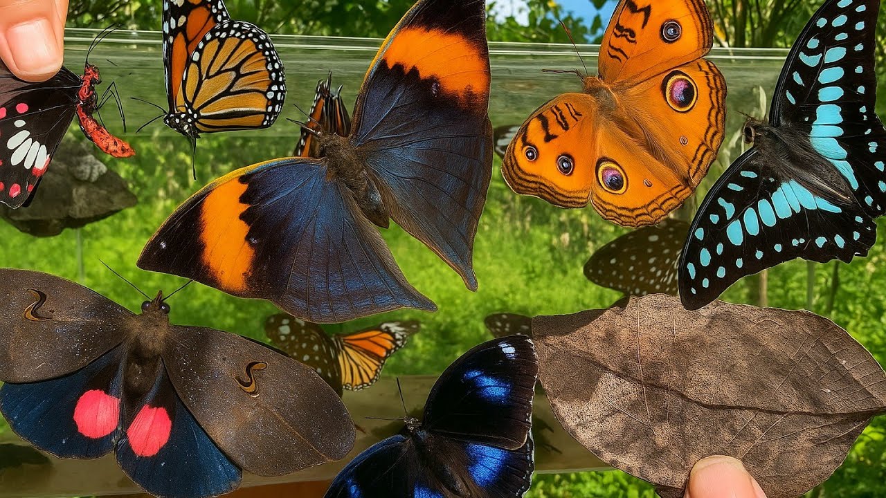 Hunting for beautiful insects, butterflies, moths. Leaf butterflies