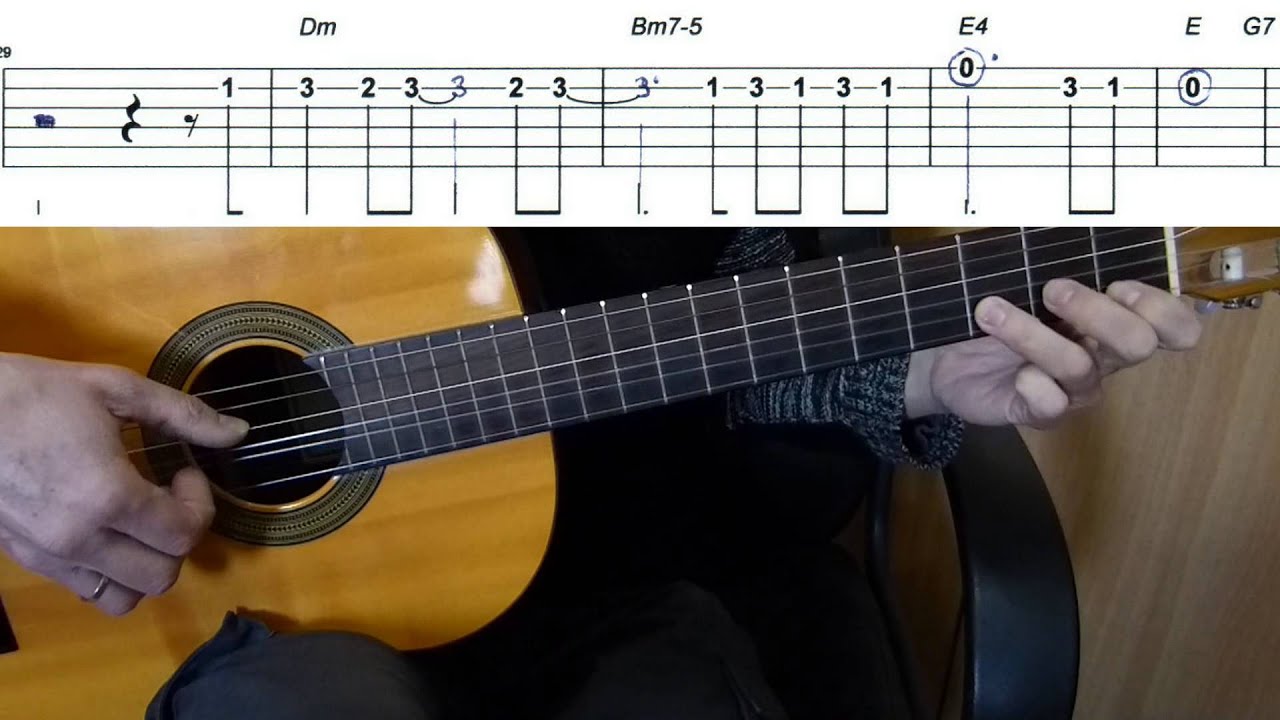 שיעור גיטרה - כשהלב בוכה- (שמע ישראל אלהי) - מנגינה + טאבים