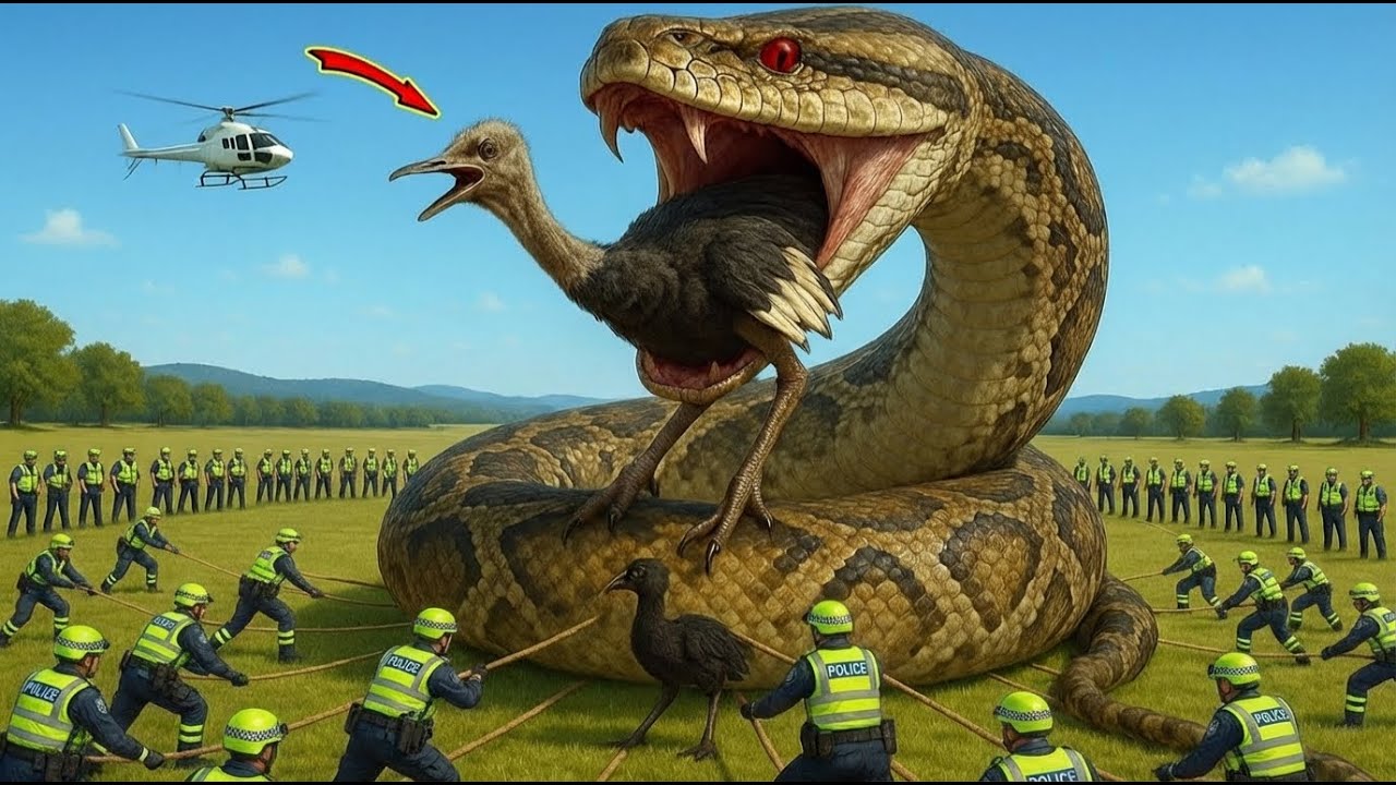 Real Life Heroes Save a Helpless Ostrich From a Giant Python Ambush 🐍 | Emotional Animal Rescue