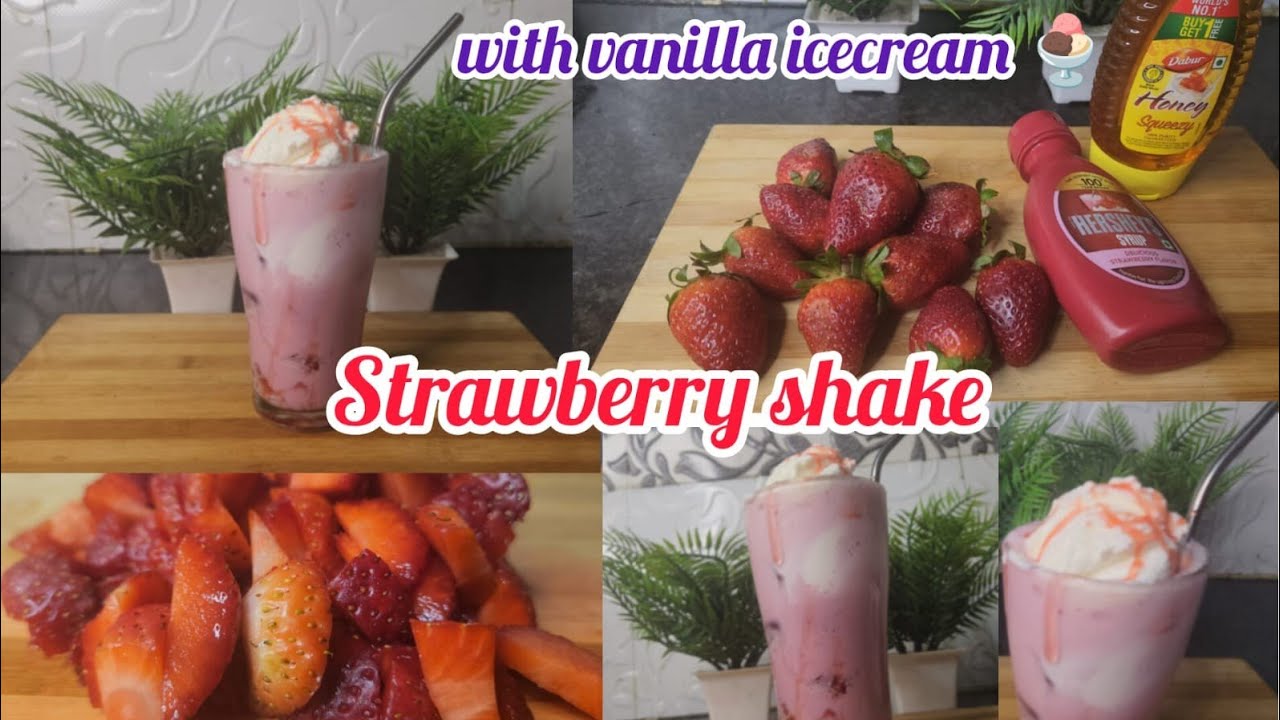 Strawberry shake with condensed milk and honey# youtube ##viral #trending #yummy shake #Strawberry 