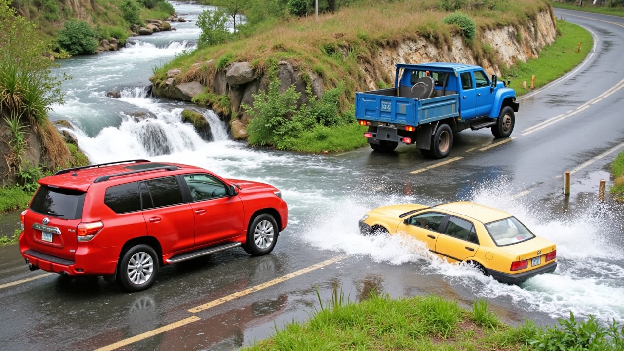 Cars vs Fast Flowing River Challenge #6 in BeamNG Drive!