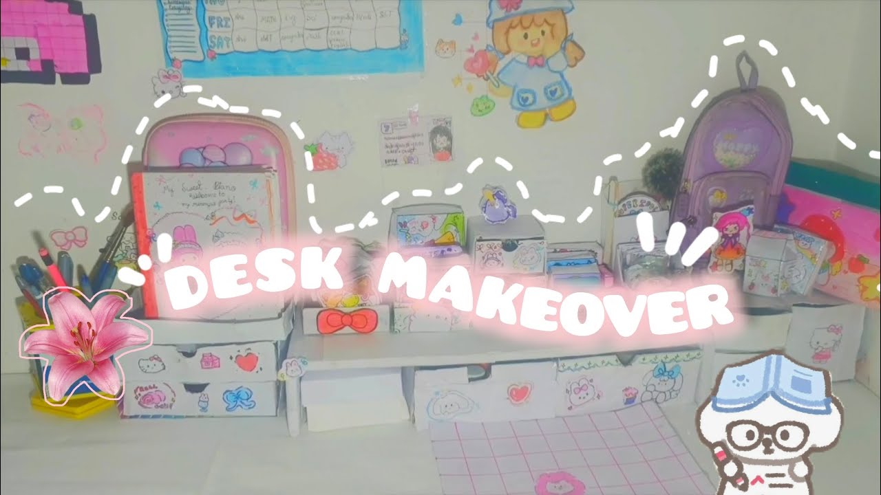 Desk makeover/ organising 🍥🍡✨ 