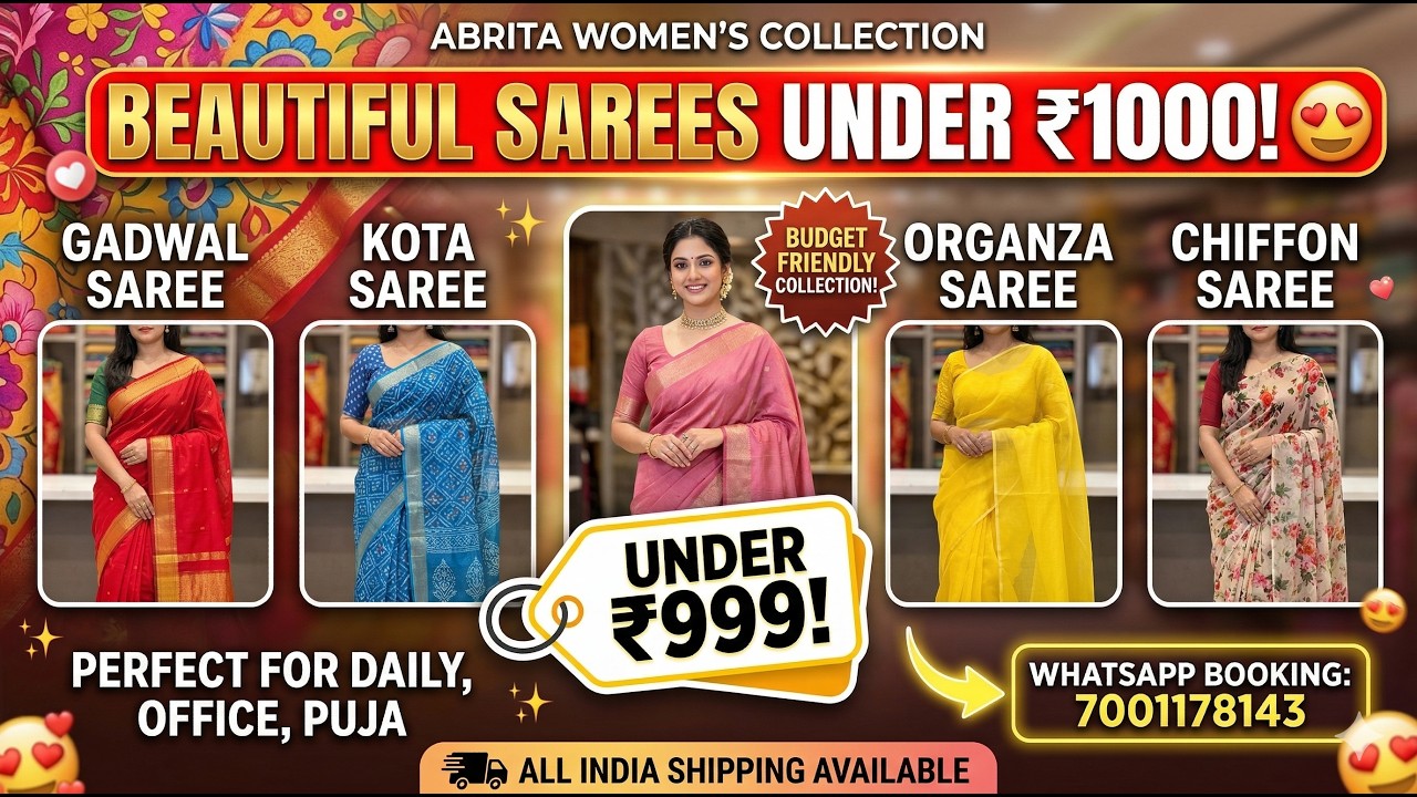 Under ₹1000 Designer Sarees 🔥 Affordable Saree Collection | Abrita Women’s Collection