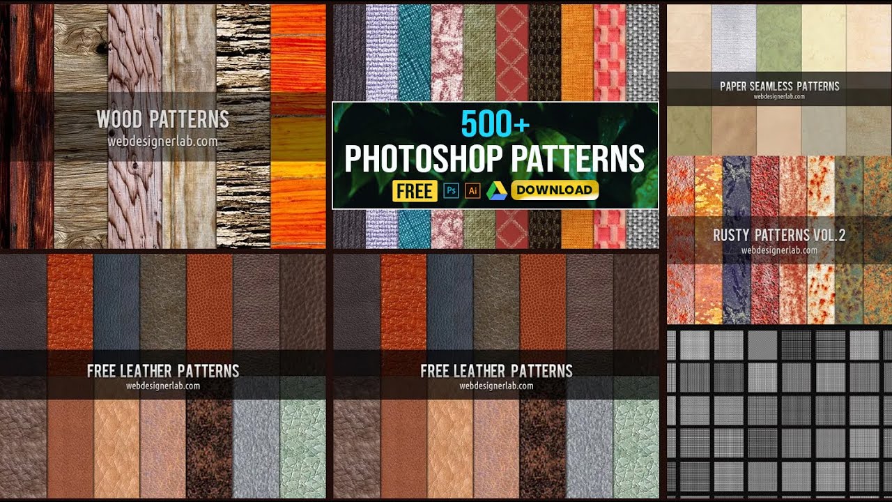 500+ Photoshop Patterns pack Free Download |  pattern and Textures pack design photoshop tutorial