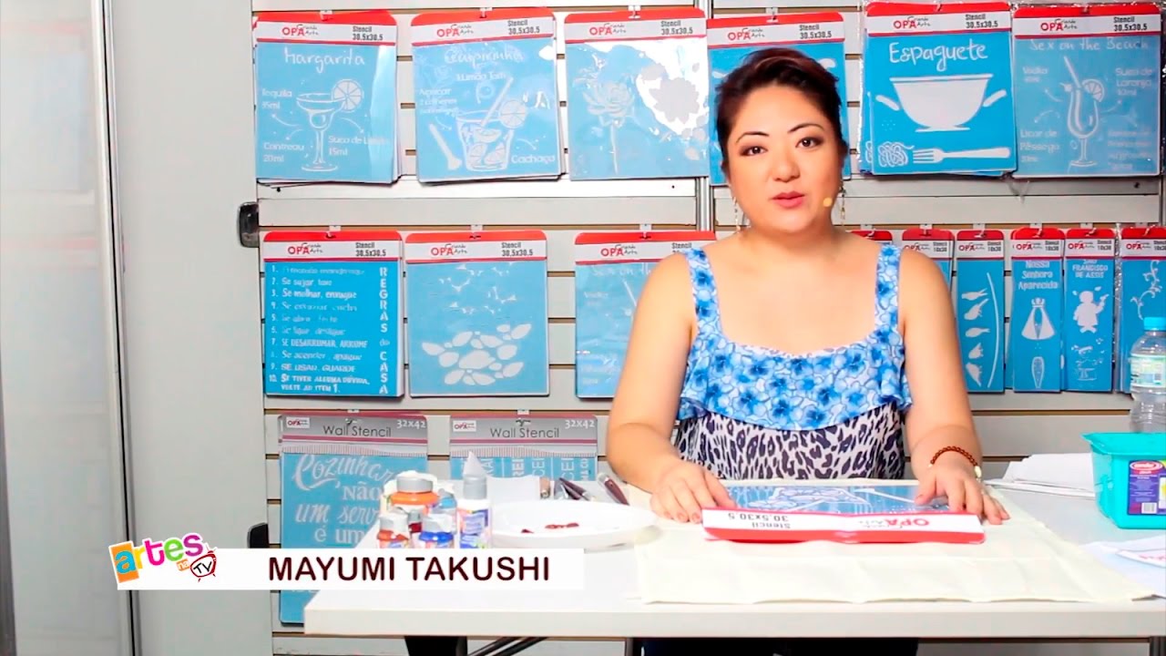 PASSO A PASSO PINTURA COM STENCIL EM PANO DE COPA - MAYUMI TAKUSHI