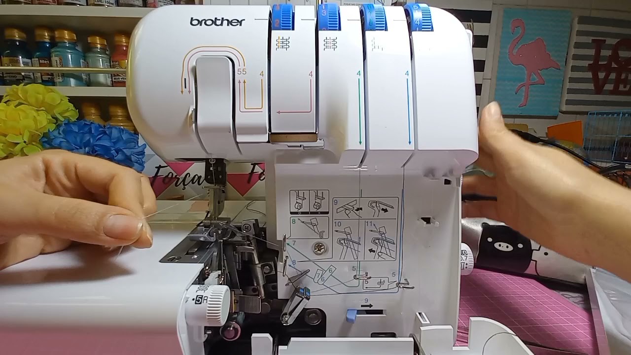 Como passar as linhas na Overlock 3534DT da Brother