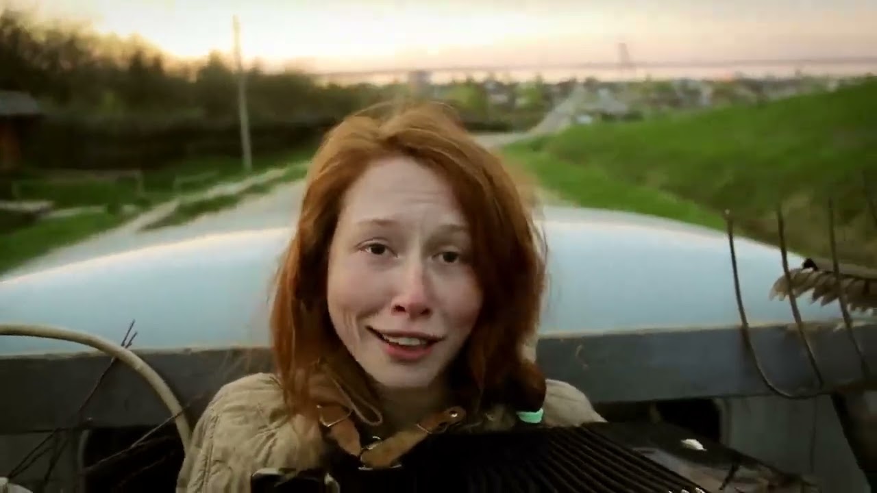 Russian girl singing typical song