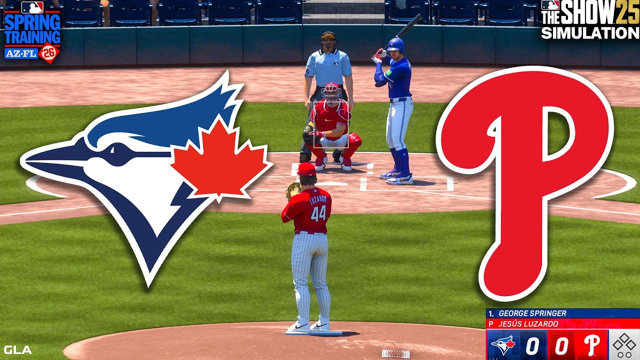 Blue Jays vs. Phillies Simulation | Spring Training 3/12/2026 | Updated Rosters MLB The Show 25 PS5