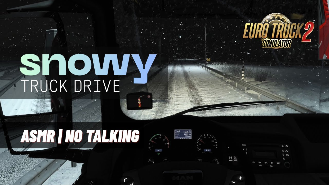 Snowstorm Night Truck Drive ❄️ ETS2 ASMR | Relaxing Engine Sounds