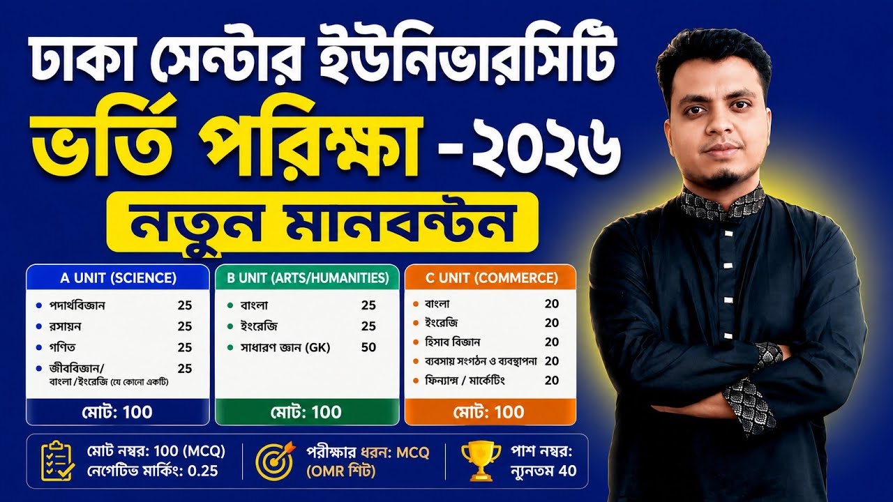 ঢাকা সেন্ট্রাল ইউনিভার্সিটি নতুন মানবন্টন || DCU Notun  Manbonto 2026 || DCU Admission Circular 2026