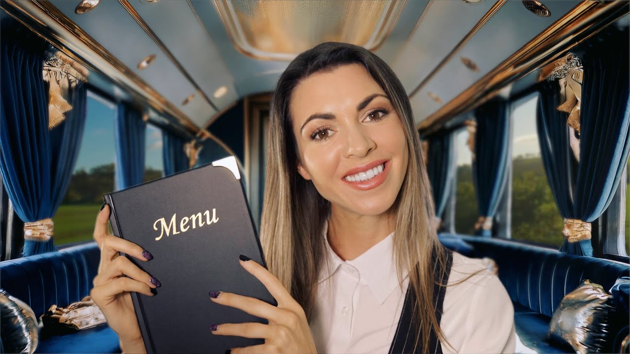 [ASMR] FIRST CLASS Train Journey With Friendly Train Attendant ♡ Gentle Rail Sounds, Real Scenery ♡
