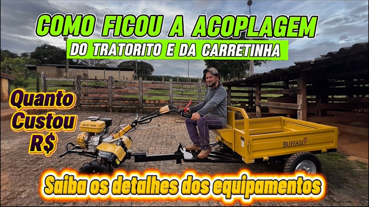 Como ficou a acoplagem do tratorito e da carretinha 