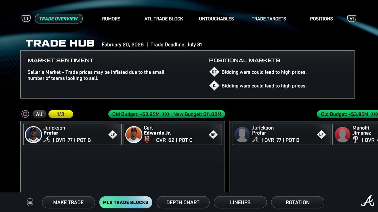Atlanta Braves Franchise Setup: TRADE HUB IS A VIRTUAL GM'S DREAM (MLB The Show 26)