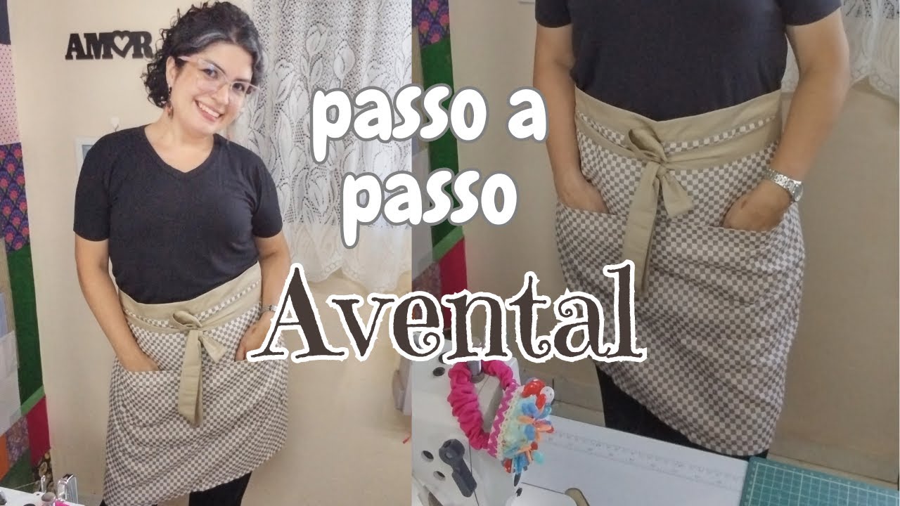 COMO FAZER AVENTAL DE TECIDO- Meio avental - PAP presente para mães  #amandaloren#diy@NobrezaTecidos