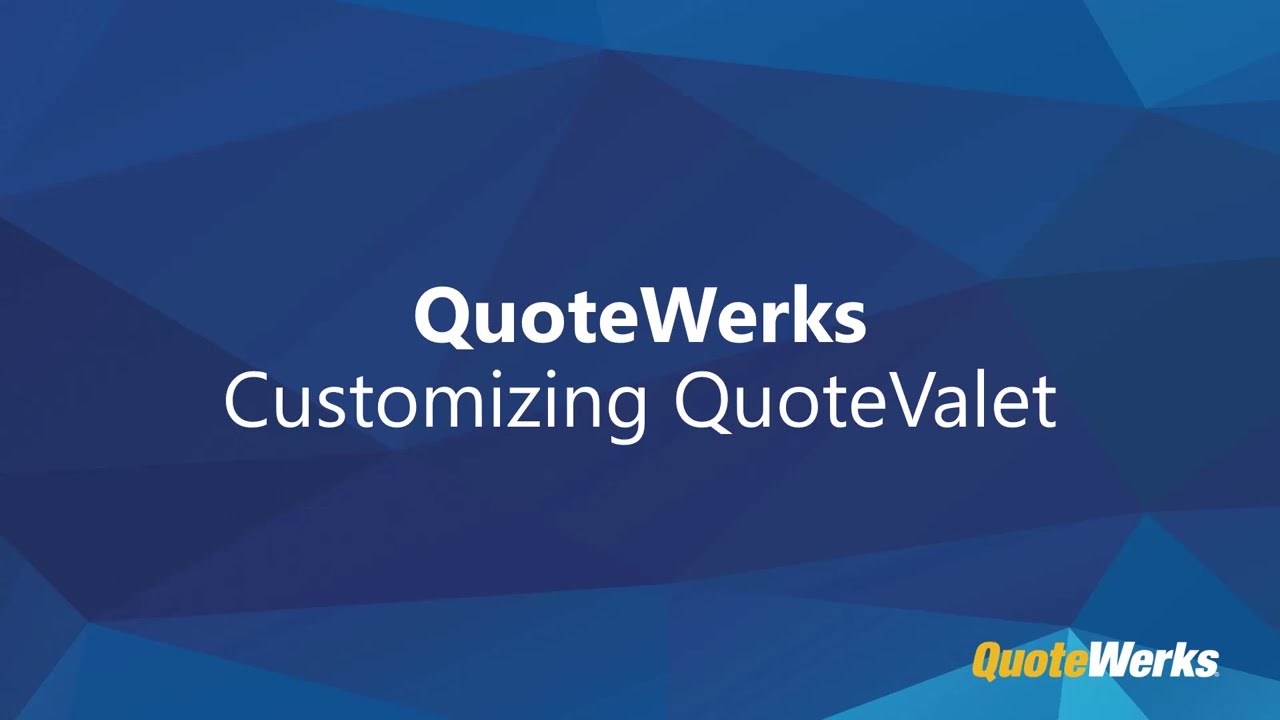Настройка QuoteValet | QuoteWerks Desktop
