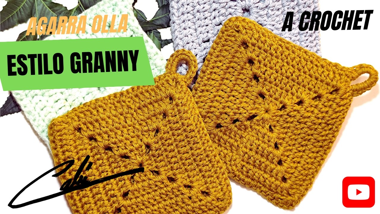 COMO TEJER UN AGARRA OLLAS TRADICIONAL A CROCHET, Estilo GRANNY , EN POCOS PASOS, #facil , #rapido