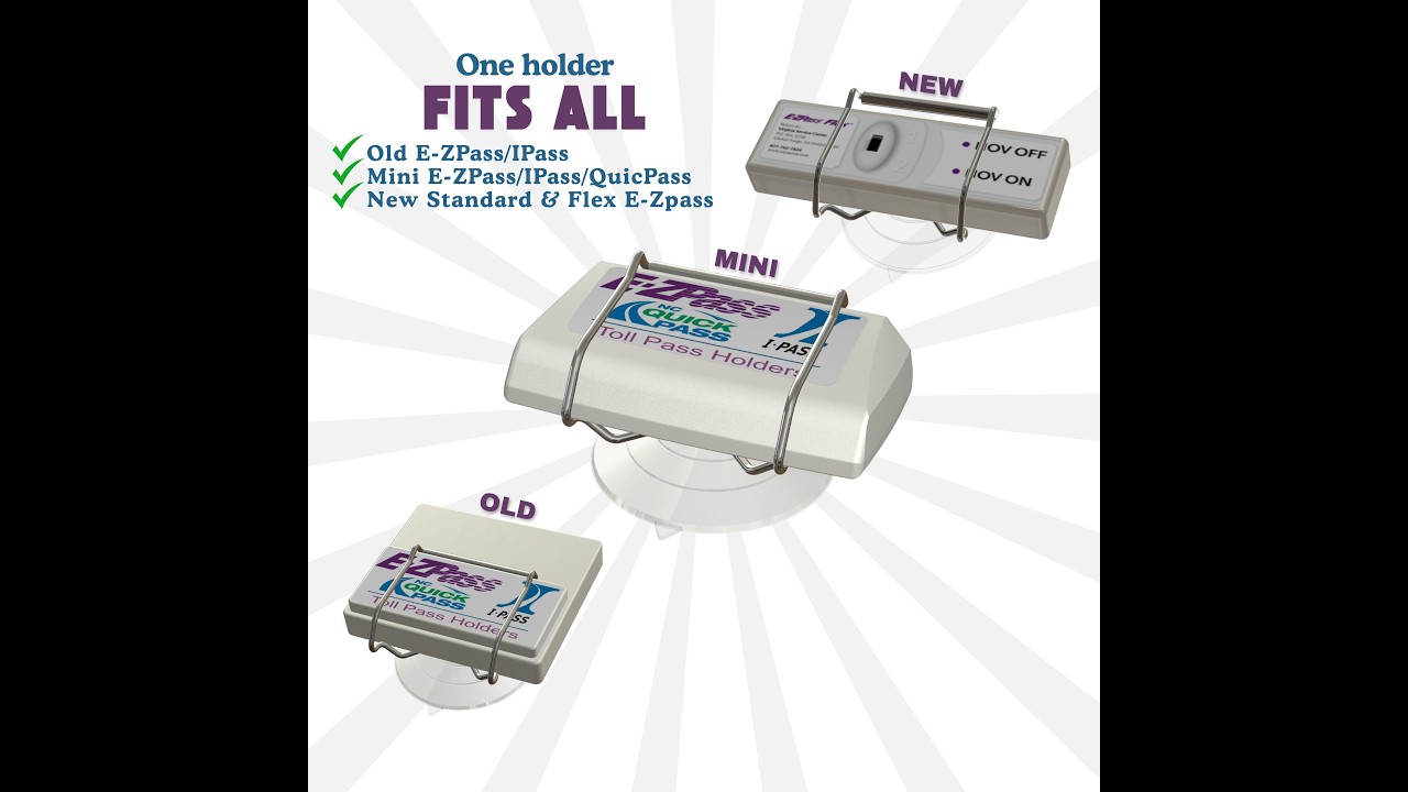 Indestructible Toll Pass Holder with Largest Suction Cup for EZ-Pass, I Pass, FasTrak, QuickPass, +