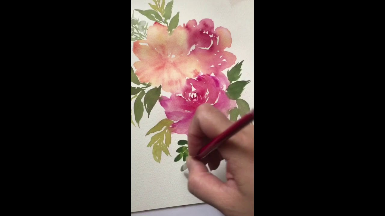 Florals using Oval Wash Brush and Filbert Brush