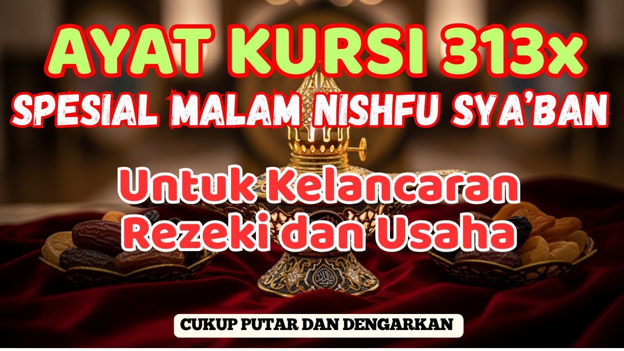 AYAT KURSI 313 X | RUQYAH SPESIAL MALAM NISHFU SYA'BAN UNTUK KELANCARAN REZEKI DAN USAHA