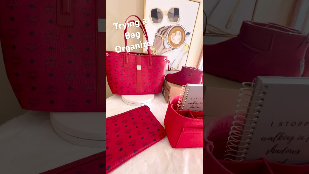 MCM MEDIUM LIZ REVERSIBLE SHOPPER TOTE BAG CANDY RED POUCH & ORGANIZER NORDSTROM RACK 