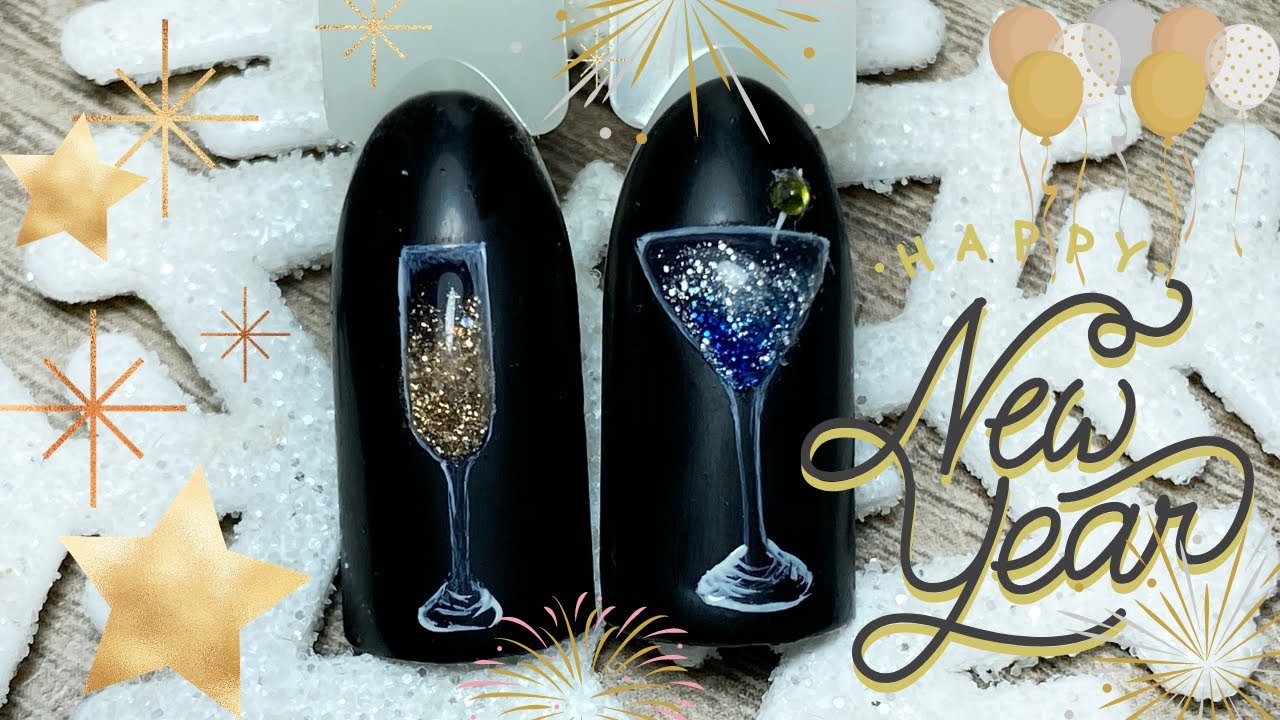 Happy New Year Nail Art Design| Дизайн бокала шампанского на ногтях 🥂|Happy New Year Nail Art