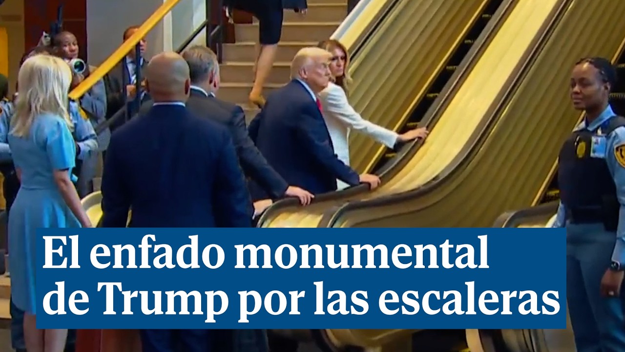 El enfado de Trump: acusa a la ONU de darle unas escaleras mec&aacute;nicas con las que casi se cae Melania