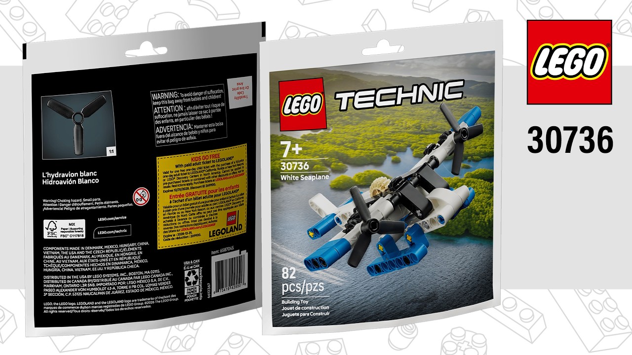 LEGO Technic Белый гидросамолет (30736) [82 детали] Скоростная сборка @TopBrickBuilderLite