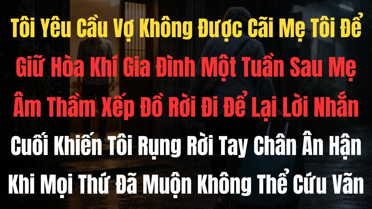 Tôi Yêu Cầu Vợ Không Được Cãi Mẹ Tôi → Một Tuần Sau, Mẹ Âm Thầm Xếp Đồ Rời Đi Cùng Lời Nhắn...