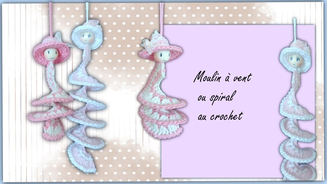 Tuto moulin à vent ou spirale au crochet  pour déco de Noël  #tuto #crochet #Noël #moulin #shabby❤️🙂
