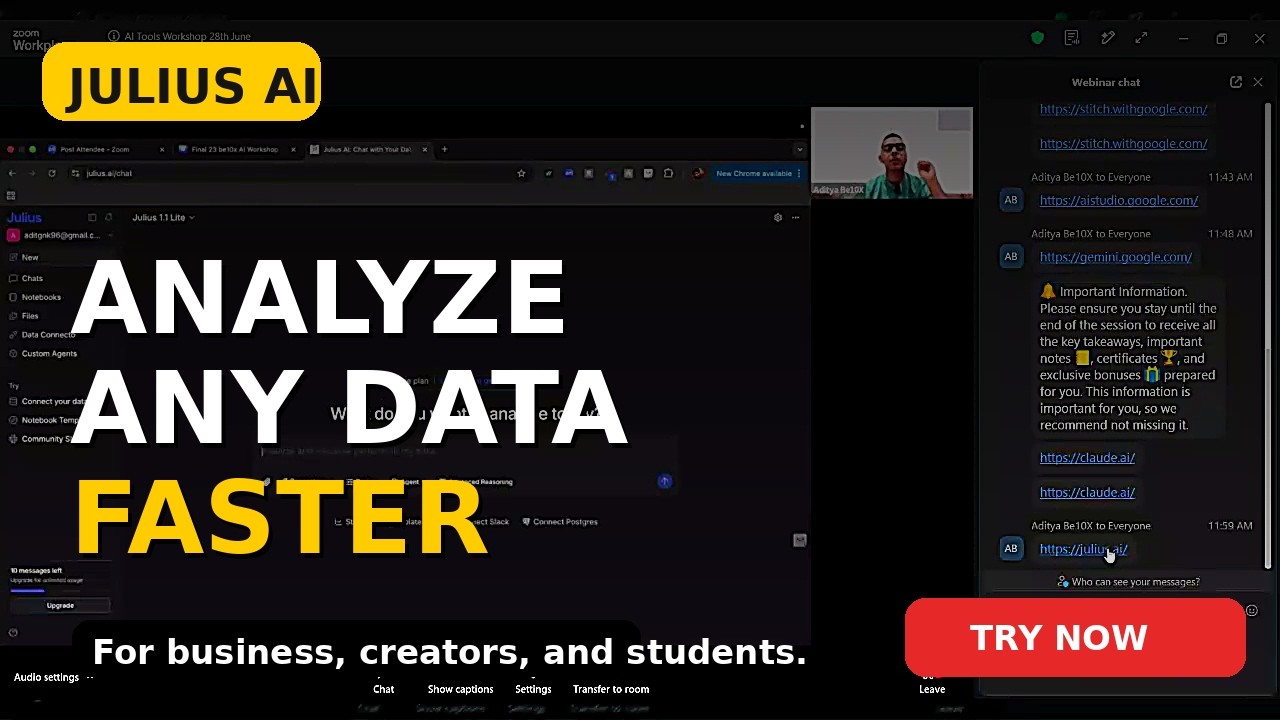 Analyze data faster with Julius AI.