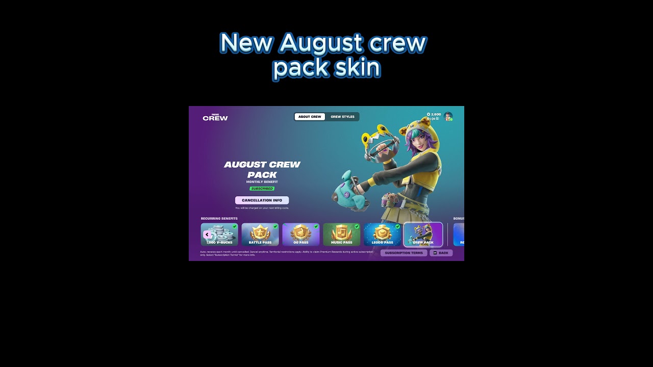 New Fortnite crew pack skin
