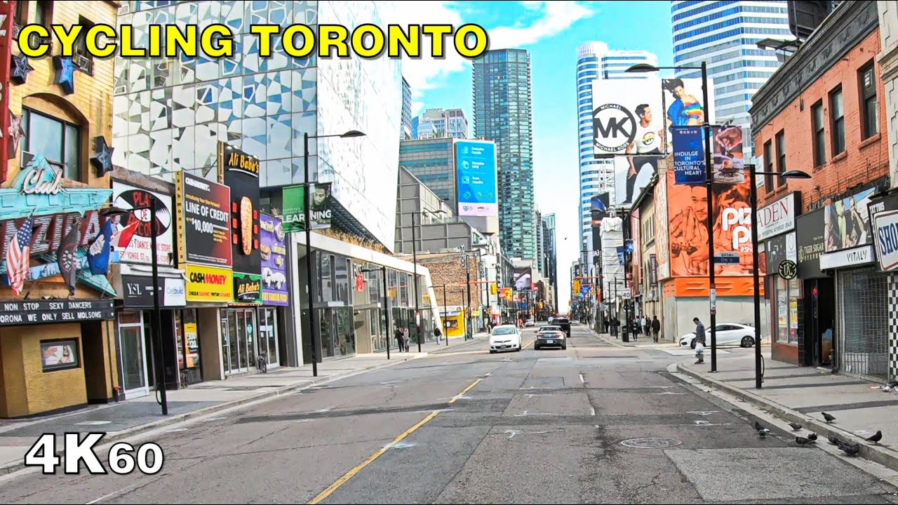Cycling Toronto - Pandemic Ride on Yonge St to Downtown on April 27, 2020 [4K]
