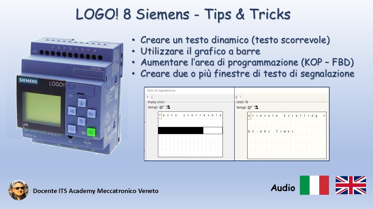 Siemens Logo! 8  Tips & Tricks: testo dinamico, grafico a barre, aumentare l'area di programmazione