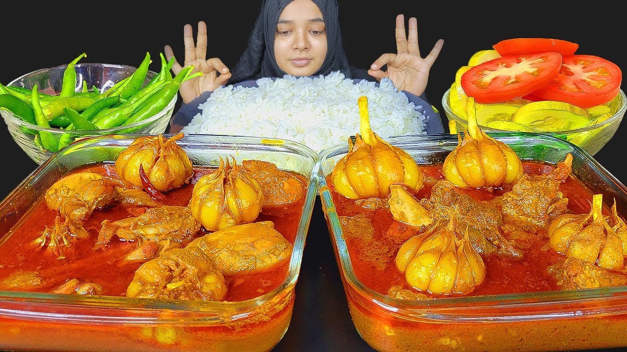 REAL MUKBANG  SPICY BIHARI STYLE MUTTON CURRY AND SPICY BIHARI STYLE CHICKEN CURRY WITH RICE *ASMR*