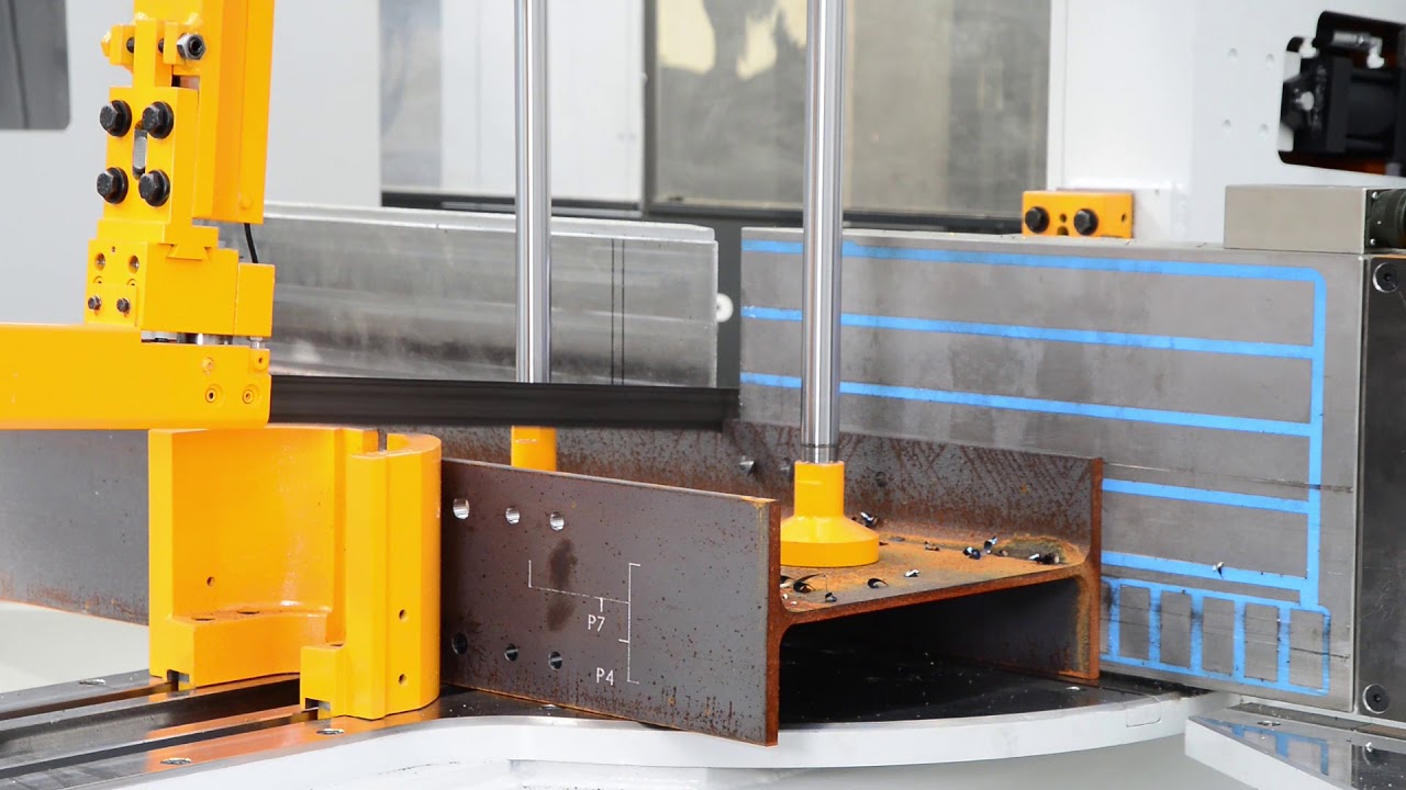 Beam Line System with 3 In Line Spindles for Automatic Steel Fabrication, Vanguard